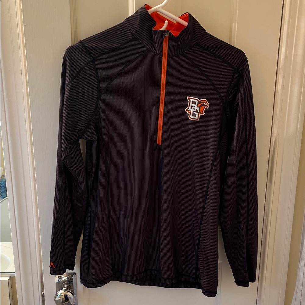 Antigua Black and Orange BGSU Women's Pullover